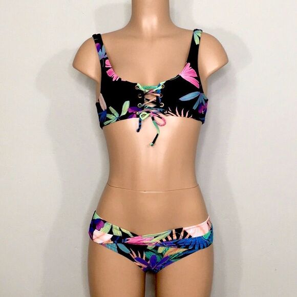 New. PILYQ multicolored palm leaf bikini. - Picture 3 of 13